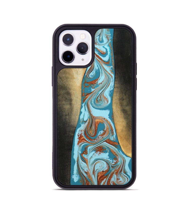 iPhone 11 Pro Wood Phone Case - Tariq (Teal & Gold, 798191)