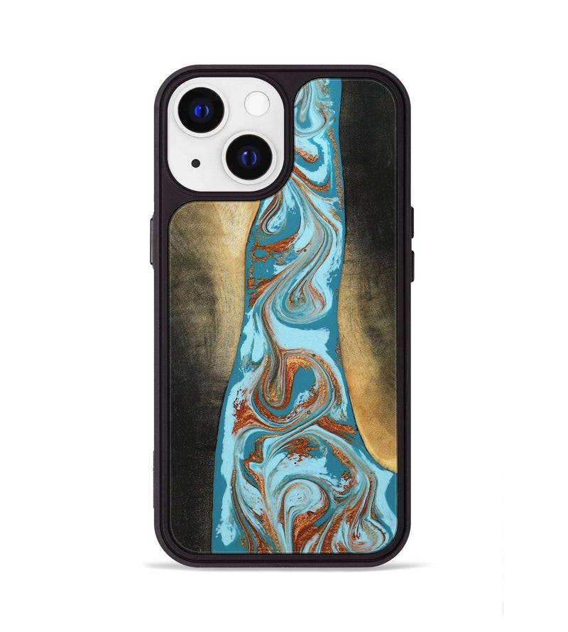 iPhone 13 Wood Phone Case - Tariq (Teal & Gold, 798191)