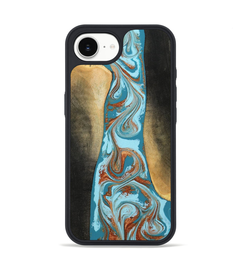 iPhone 16e Wood Phone Case - Tariq (Teal & Gold, 798191)