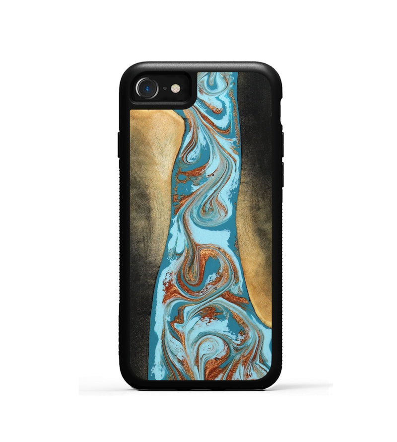 iPhone SE Wood Phone Case - Tariq (Teal & Gold, 798191)