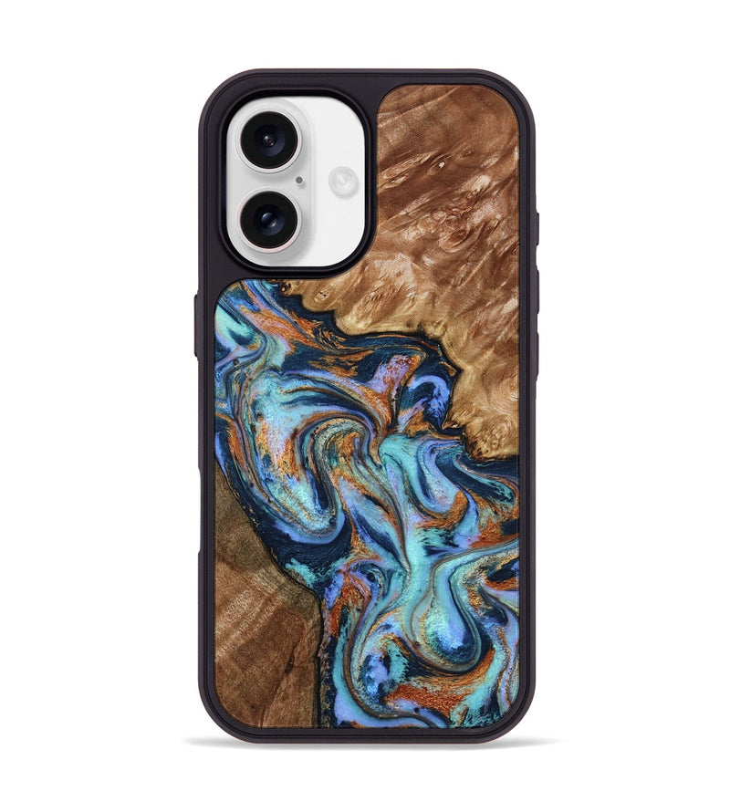 iPhone 17 Wood Phone Case - Heath (Teal & Gold, 798192)
