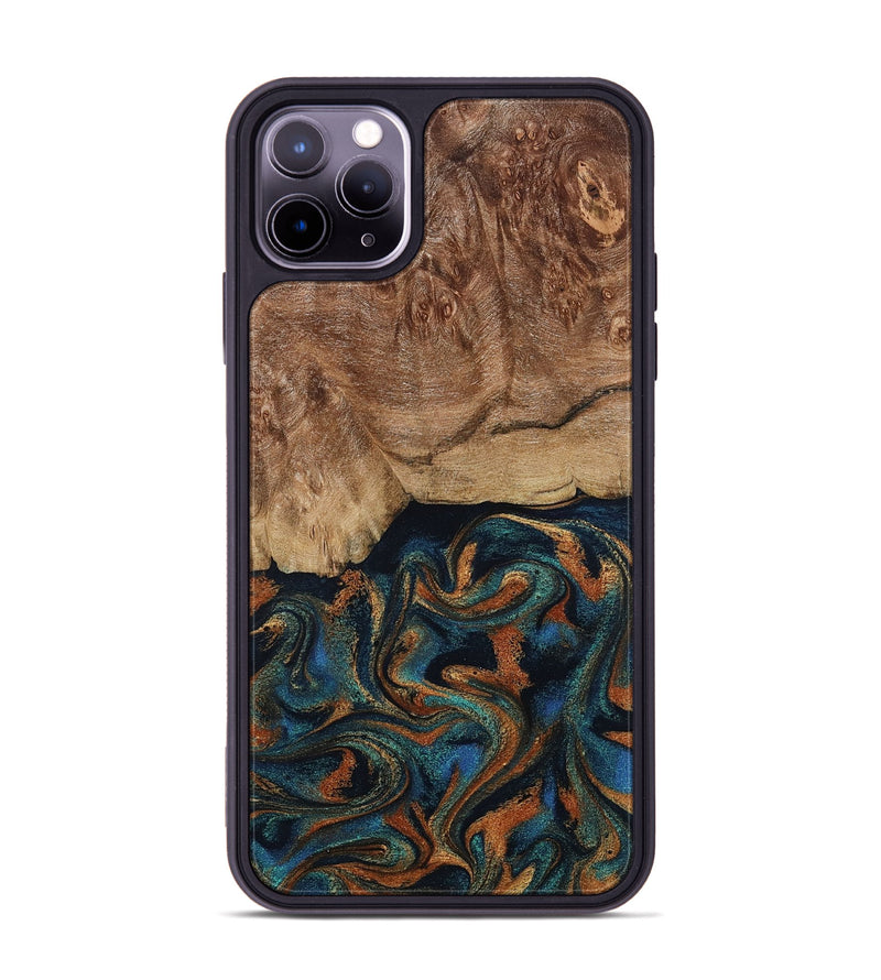 iPhone 11 Pro Max Wood Phone Case - Lyndsey (Teal & Gold, 798194)