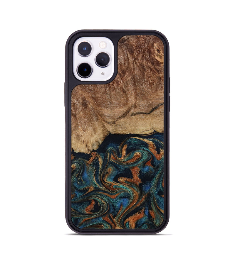 iPhone 11 Pro Wood Phone Case - Lyndsey (Teal & Gold, 798194)