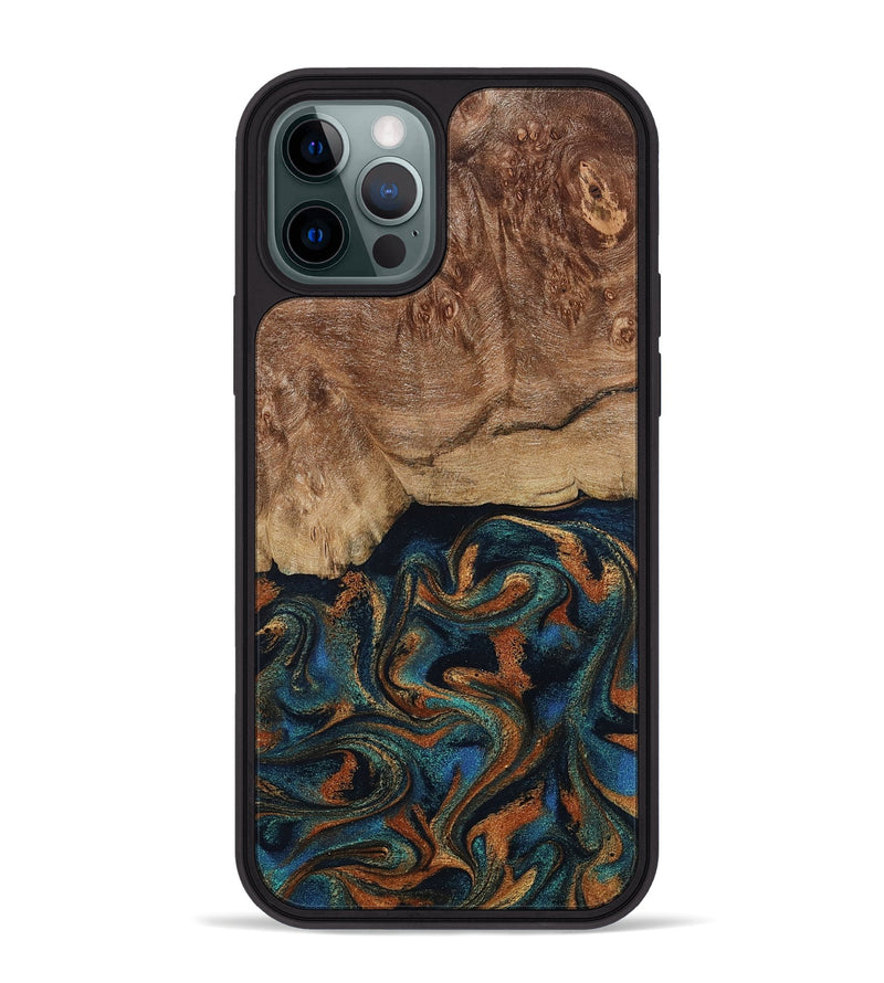 iPhone 12 Pro Max Wood Phone Case - Lyndsey (Teal & Gold, 798194)