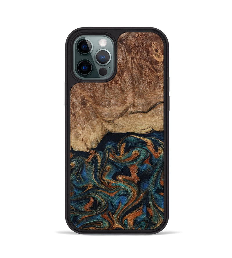 iPhone 12 Pro Wood Phone Case - Lyndsey (Teal & Gold, 798194)