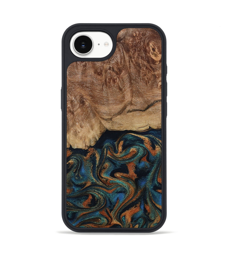 iPhone 16e Wood Phone Case - Lyndsey (Teal & Gold, 798194)