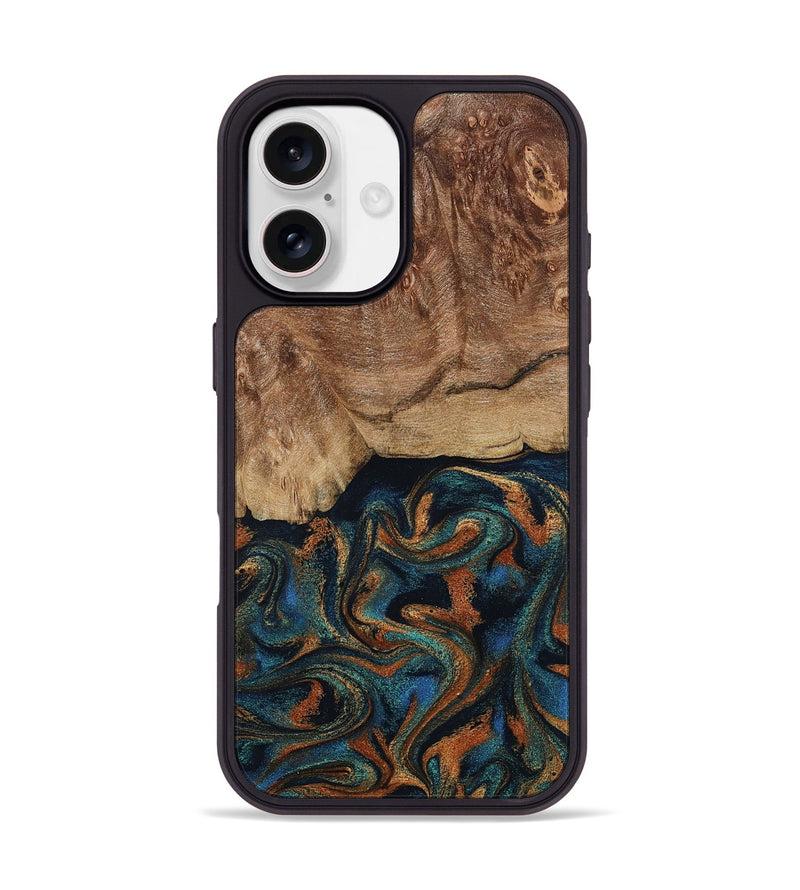 iPhone 17 Wood Phone Case - Lyndsey (Teal & Gold, 798194)