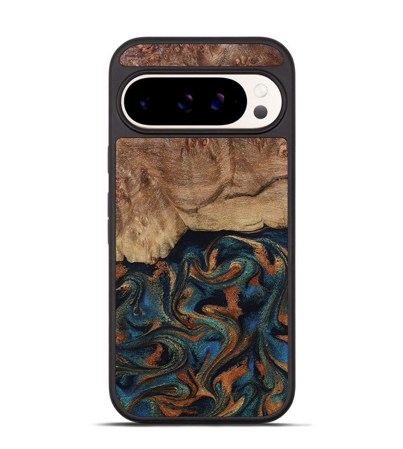 Pixel 9 Pro Wood Phone Case - Lyndsey (Teal & Gold, 798194)