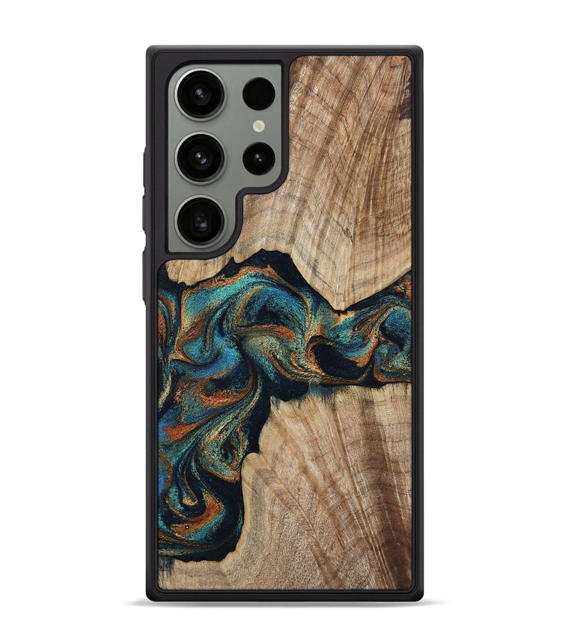 Galaxy S24 Ultra Wood Phone Case - Hiram (Teal & Gold, 798195)