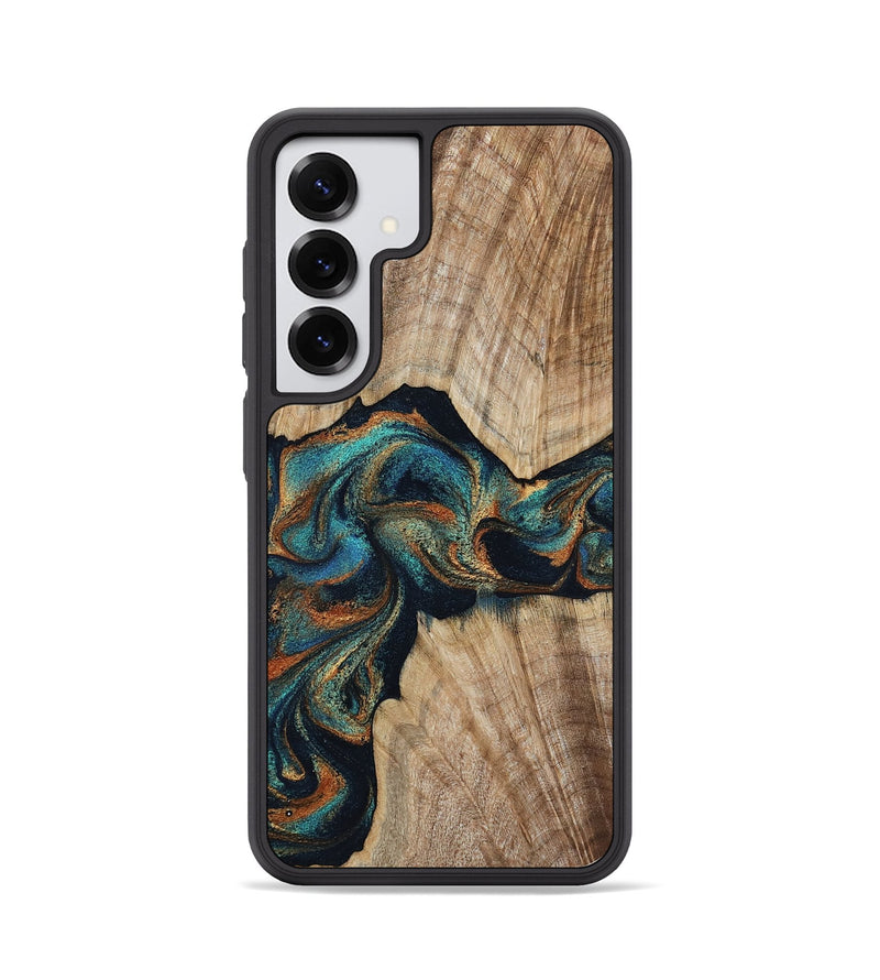 Galaxy S25 Wood Phone Case - Hiram (Teal & Gold, 798195)