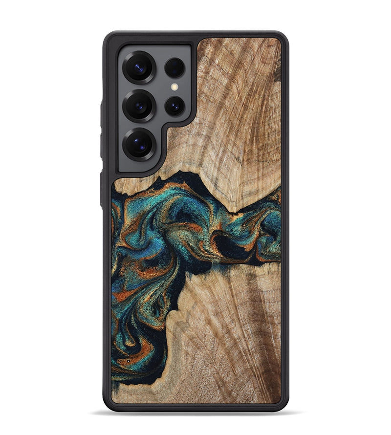 Galaxy S25 Ultra Wood Phone Case - Hiram (Teal & Gold, 798195)
