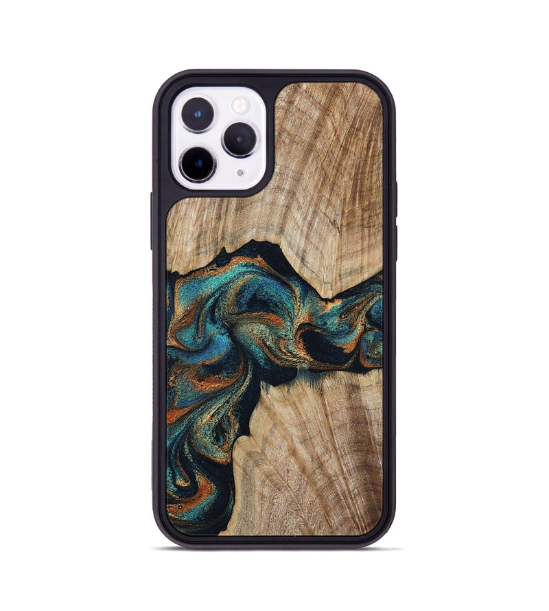 iPhone 11 Pro Wood Phone Case - Hiram (Teal & Gold, 798195)