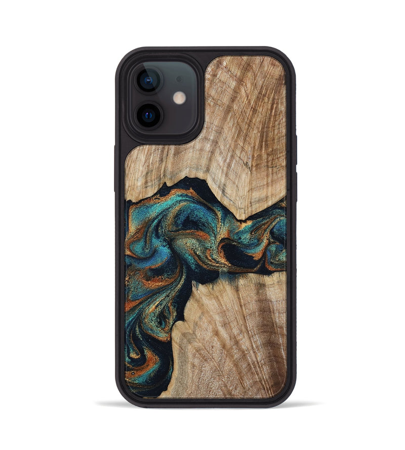 iPhone 12 Wood Phone Case - Hiram (Teal & Gold, 798195)