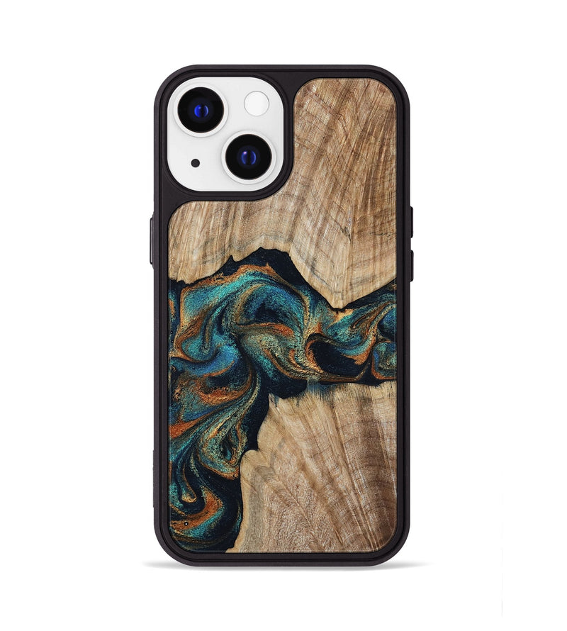 iPhone 13 Wood Phone Case - Hiram (Teal & Gold, 798195)