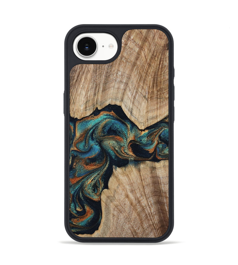 iPhone 16e Wood Phone Case - Hiram (Teal & Gold, 798195)