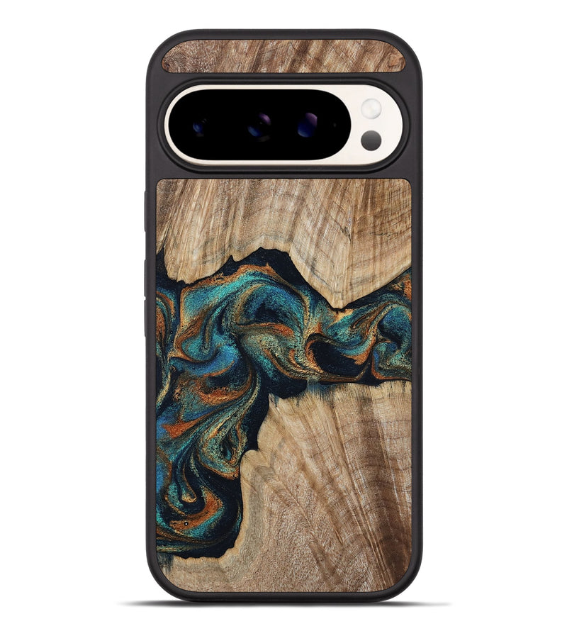 Pixel 9 Pro XL Wood Phone Case - Hiram (Teal & Gold, 798195)