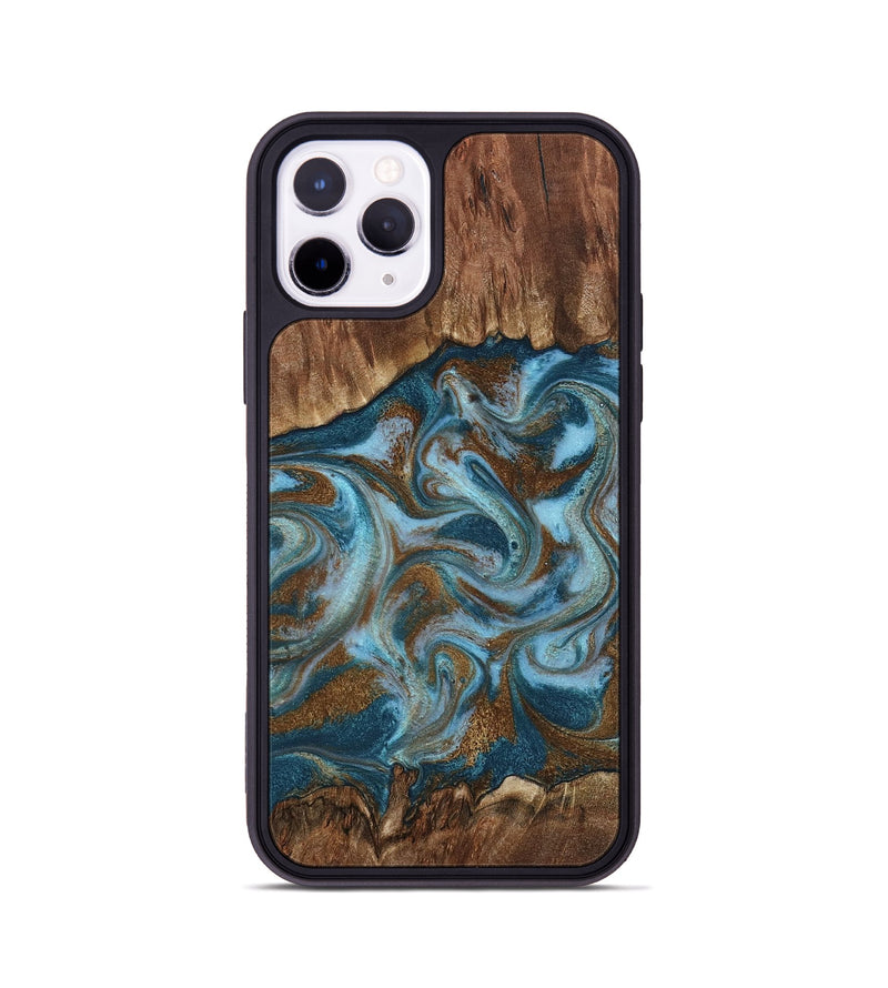 iPhone 11 Pro Wood Phone Case - Jan (Teal & Gold, 798197)