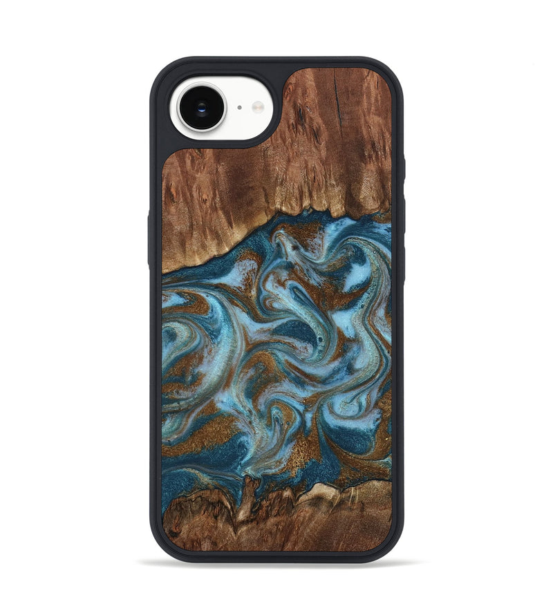 iPhone 16e Wood Phone Case - Jan (Teal & Gold, 798197)