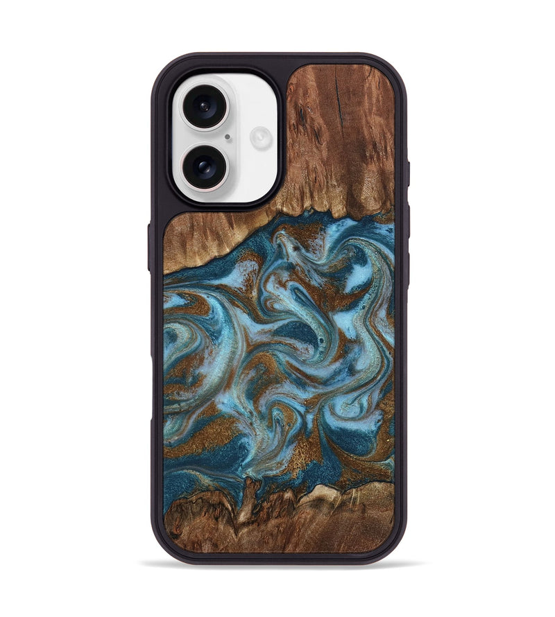 iPhone 17 Wood Phone Case - Jan (Teal & Gold, 798197)