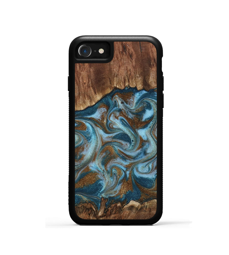 iPhone SE Wood Phone Case - Jan (Teal & Gold, 798197)