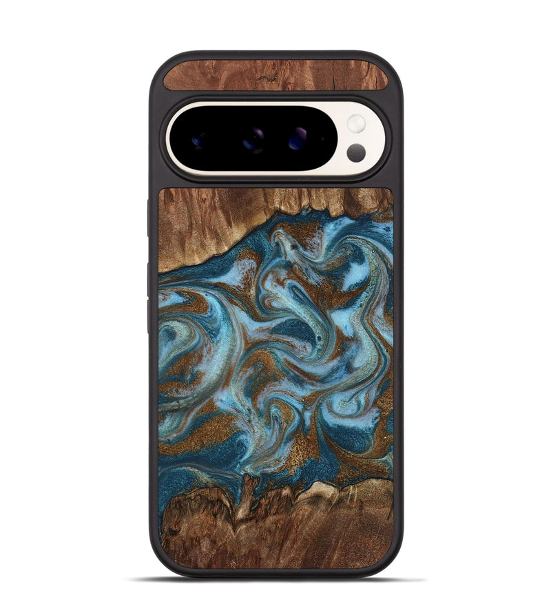 Pixel 9 Wood Phone Case - Jan (Teal & Gold, 798197)