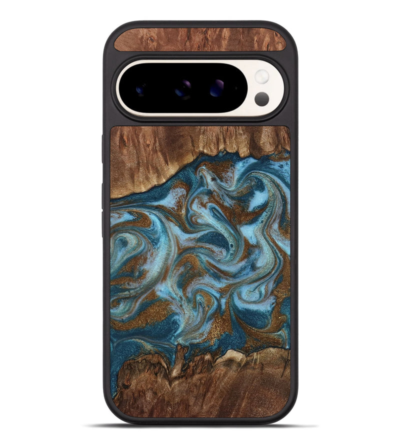 Pixel 9 Pro XL Wood Phone Case - Jan (Teal & Gold, 798197)
