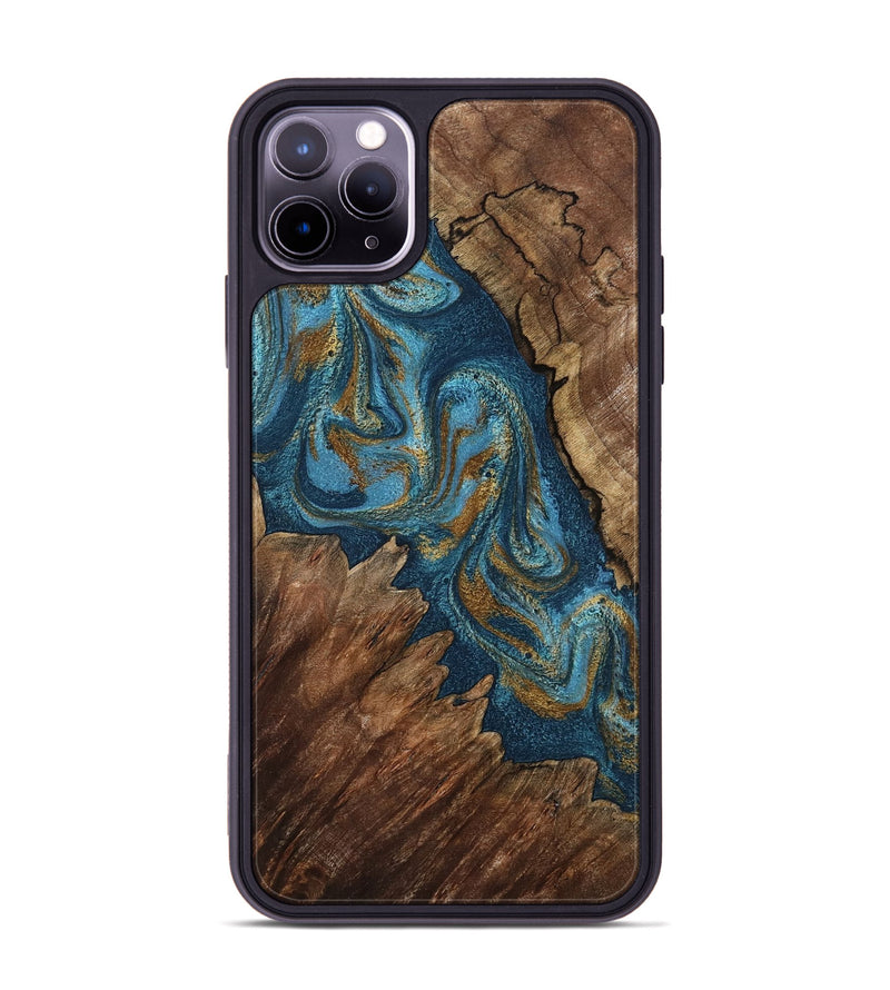 iPhone 11 Pro Max Wood Phone Case - Yahya (Teal & Gold, 798198)