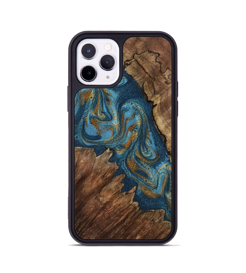 iPhone 11 Pro Wood Phone Case - Yahya (Teal & Gold, 798198)