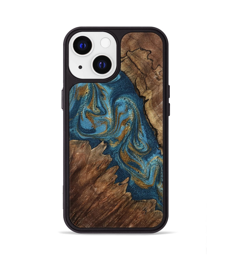 iPhone 13 Wood Phone Case - Yahya (Teal & Gold, 798198)