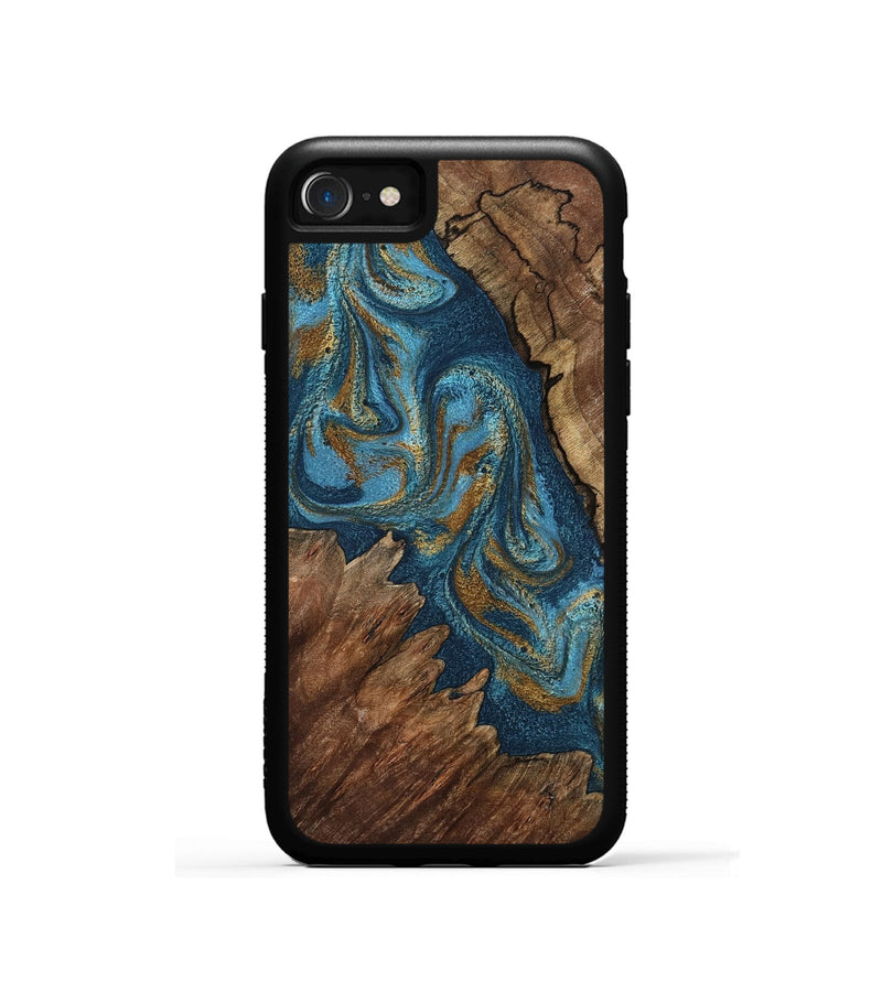 iPhone SE Wood Phone Case - Yahya (Teal & Gold, 798198)