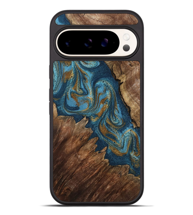 Pixel 9 Pro XL Wood Phone Case - Yahya (Teal & Gold, 798198)