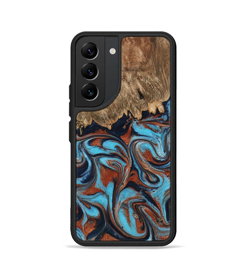 Galaxy S22 Wood Phone Case - Landyn (Teal & Gold, 798200)