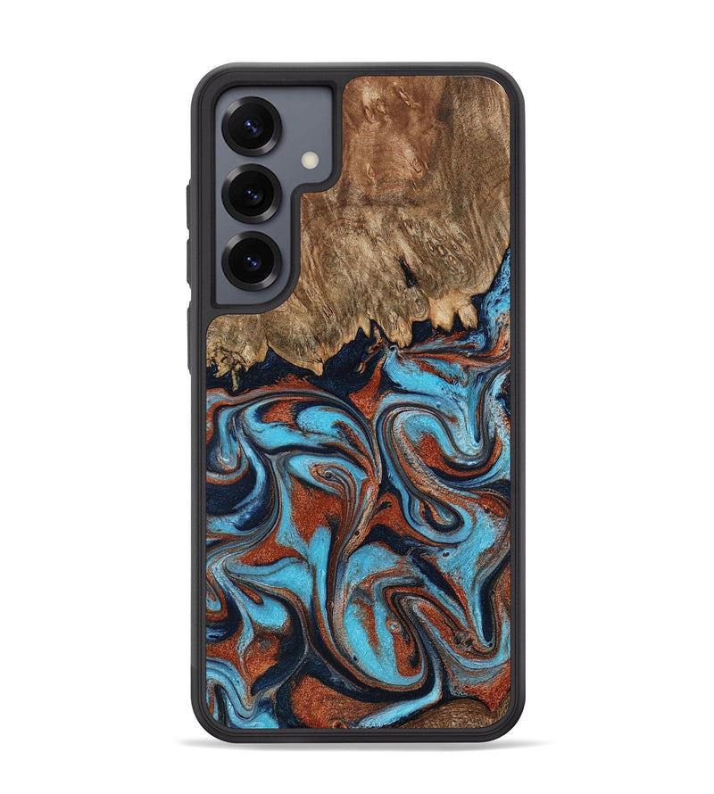 Galaxy S25 Plus Wood Phone Case - Landyn (Teal & Gold, 798200)