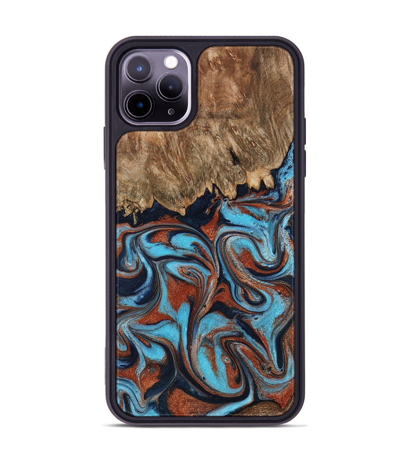 iPhone 11 Pro Max Wood Phone Case - Landyn (Teal & Gold, 798200)