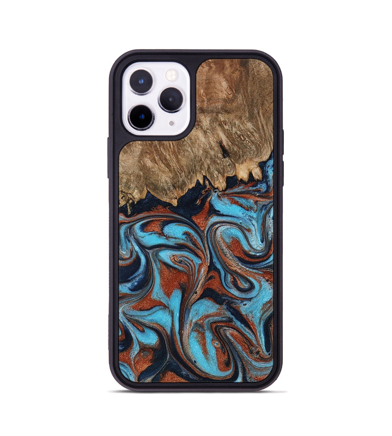 iPhone 11 Pro Wood Phone Case - Landyn (Teal & Gold, 798200)