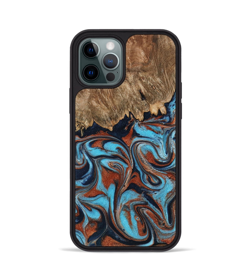 iPhone 12 Pro Wood Phone Case - Landyn (Teal & Gold, 798200)