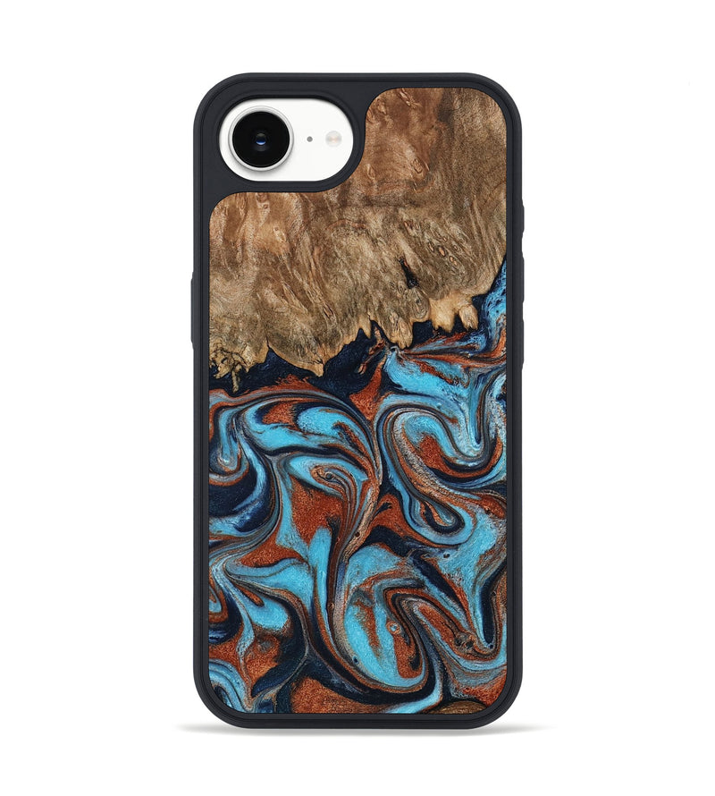 iPhone 16e Wood Phone Case - Landyn (Teal & Gold, 798200)