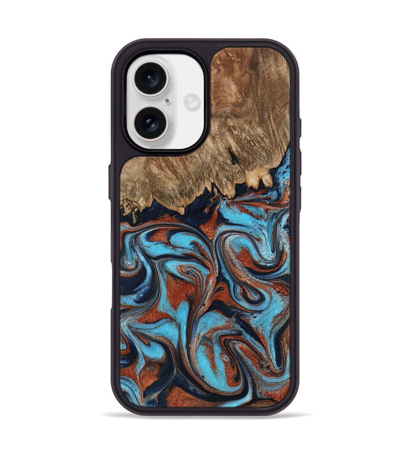iPhone 17 Wood Phone Case - Landyn (Teal & Gold, 798200)