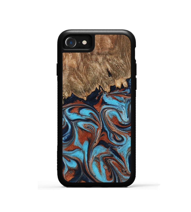 iPhone SE Wood Phone Case - Landyn (Teal & Gold, 798200)