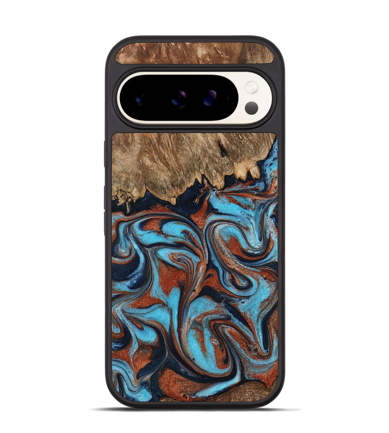 Pixel 9 Wood Phone Case - Landyn (Teal & Gold, 798200)