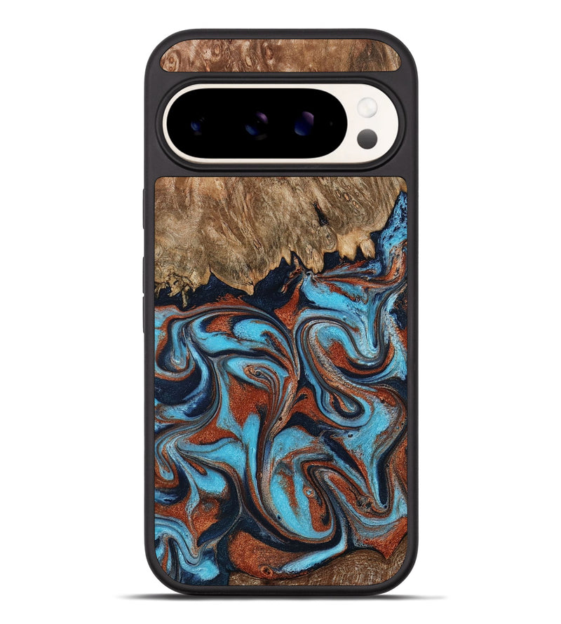 Pixel 9 Pro XL Wood Phone Case - Landyn (Teal & Gold, 798200)
