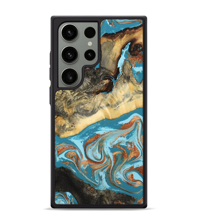 Galaxy S24 Ultra Wood Phone Case - Conrad (Teal & Gold, 798201)