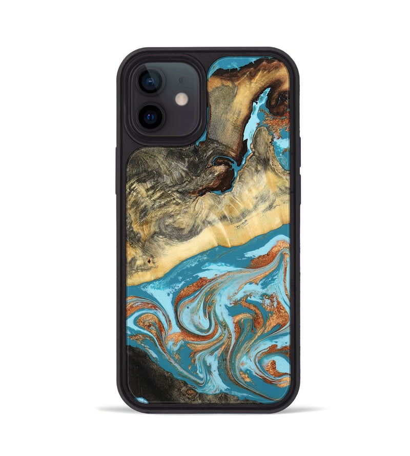 iPhone 12 Wood Phone Case - Conrad (Teal & Gold, 798201)