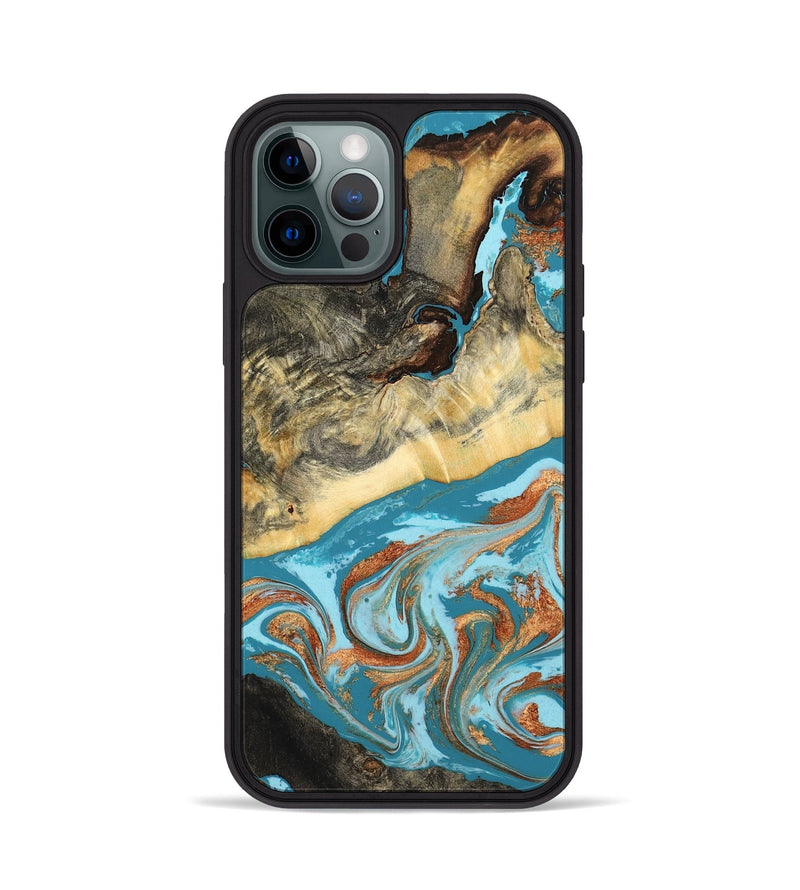 iPhone 12 Pro Wood Phone Case - Conrad (Teal & Gold, 798201)