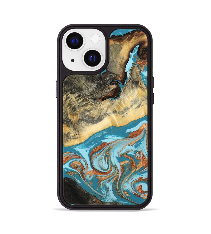 iPhone 13 Wood Phone Case - Conrad (Teal & Gold, 798201)