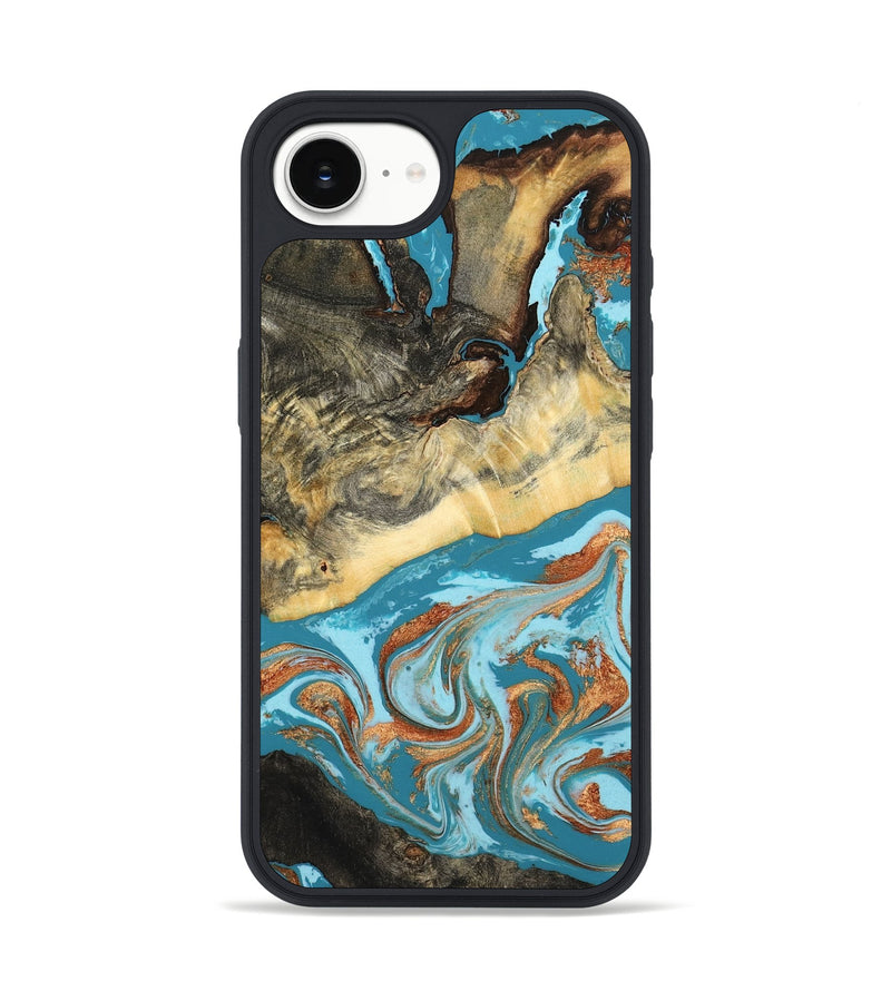 iPhone 16e Wood Phone Case - Conrad (Teal & Gold, 798201)