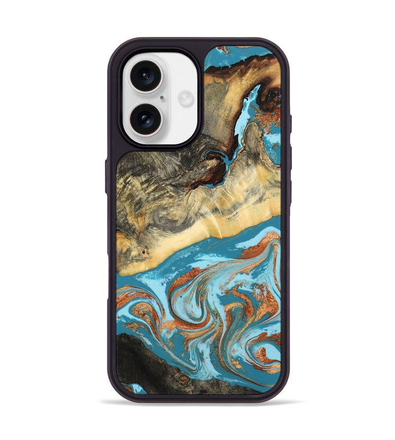 iPhone 17 Wood Phone Case - Conrad (Teal & Gold, 798201)