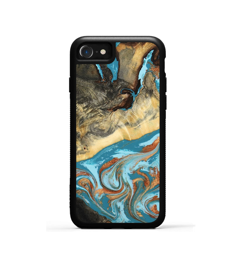 iPhone SE Wood Phone Case - Conrad (Teal & Gold, 798201)