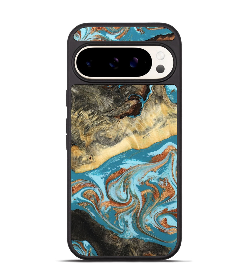 Pixel 9 Wood Phone Case - Conrad (Teal & Gold, 798201)