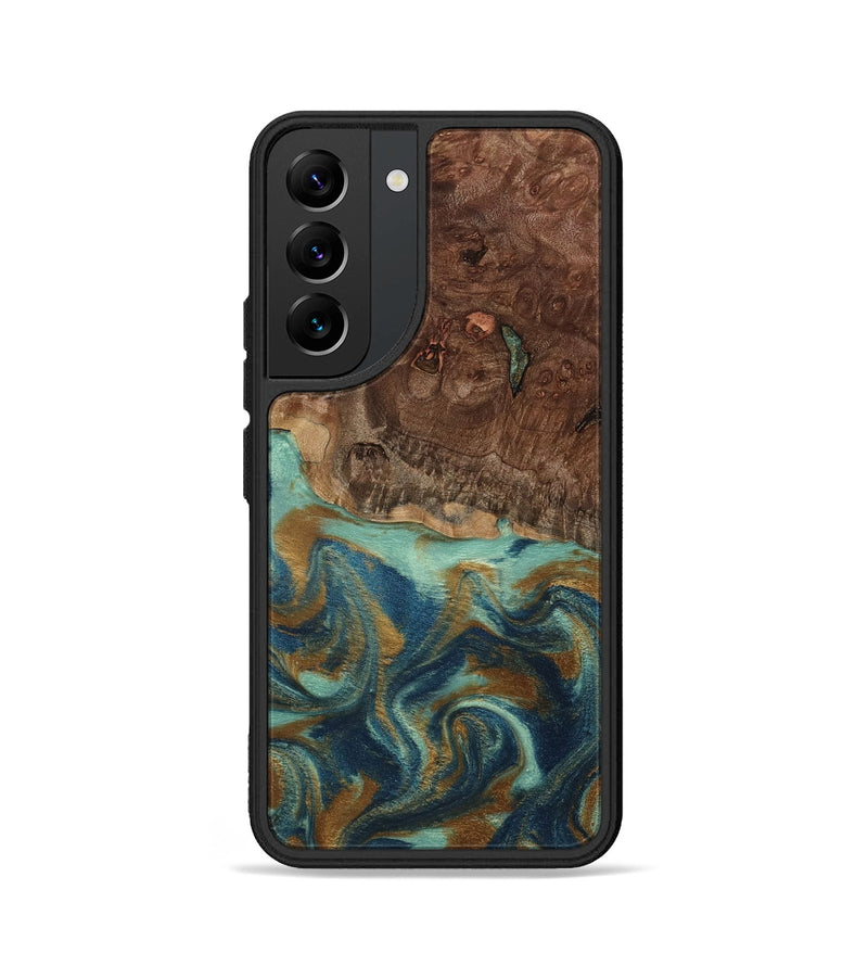 Galaxy S22 Wood Phone Case - Vicente (Teal & Gold, 798202)